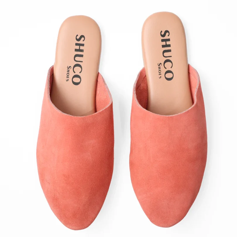 Abby Coral Suede Flat Mule - Image 4