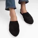 Abby Black Suede Flat Mule