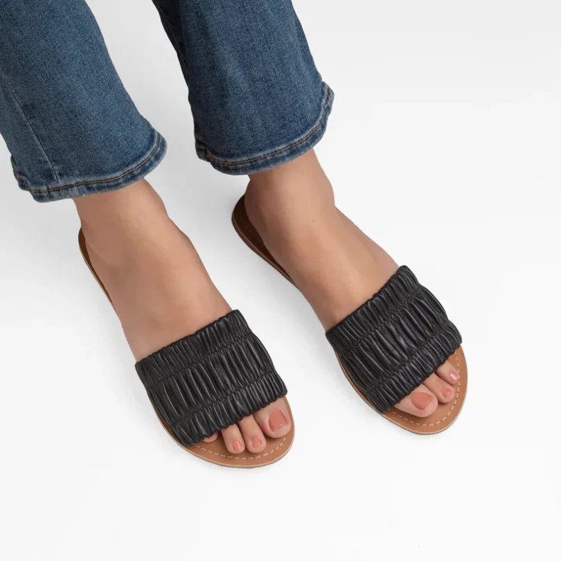 Aarya Black Flat Sandal