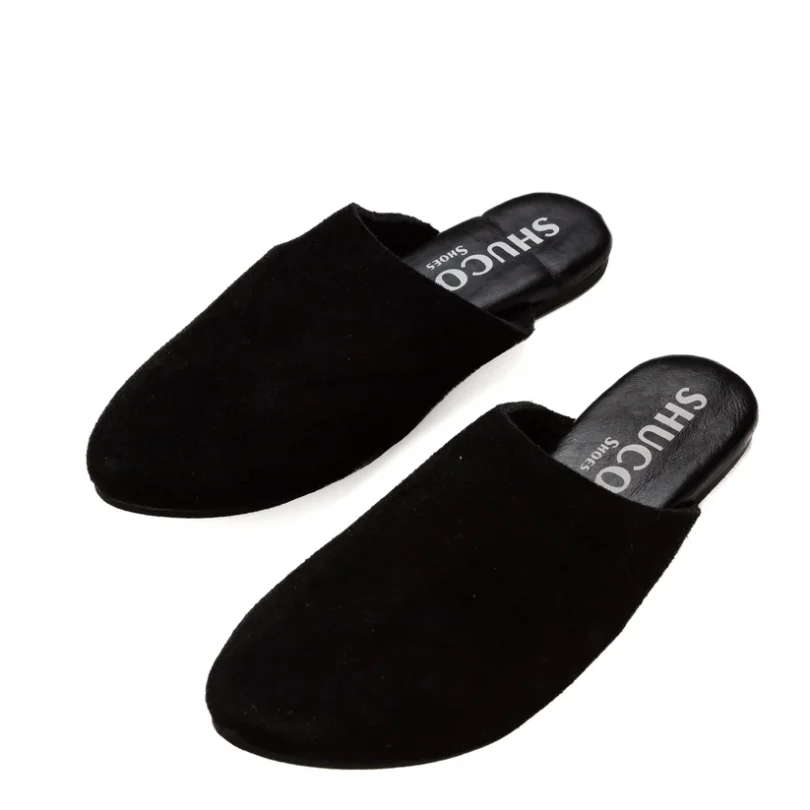Abby Black Suede Flat Mule - Image 2