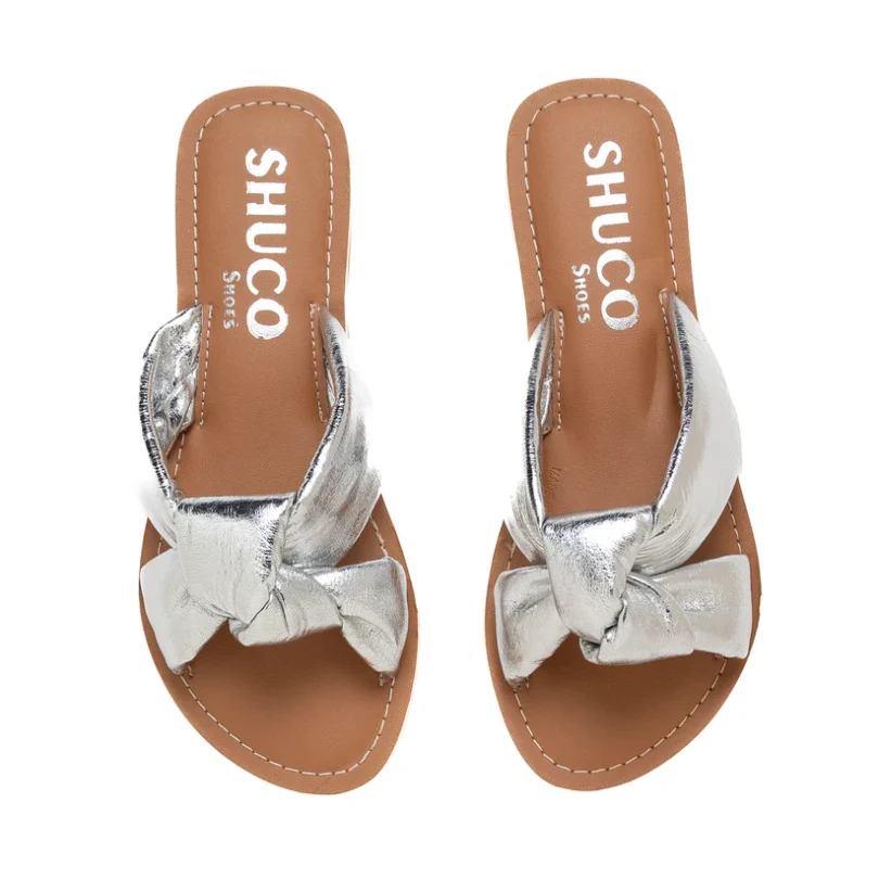 Bella Silver Flat Sandal - Image 4