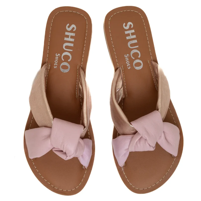 Bella Baby Pink/gold Flat Sandal - Image 2