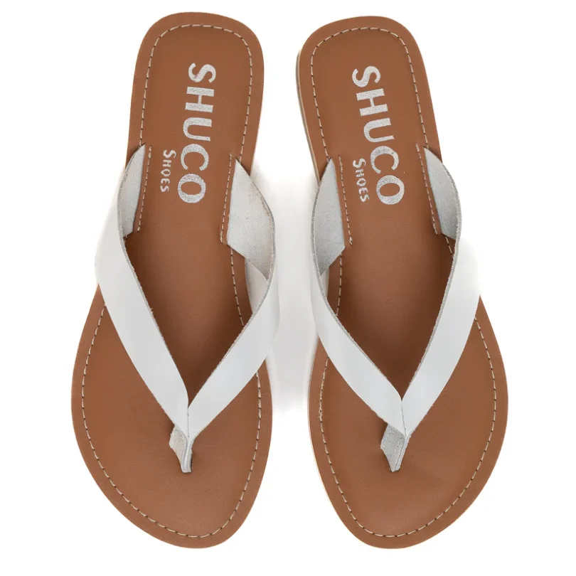 Sara White Flat Sandal - Image 4