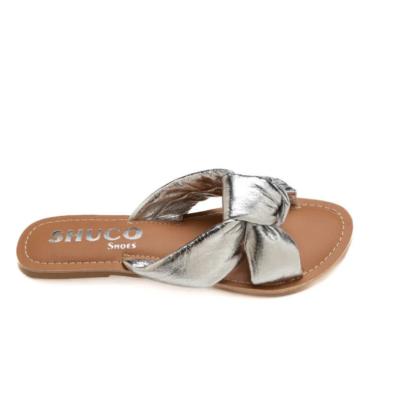 Bella Silver Flat Sandal - Image 3