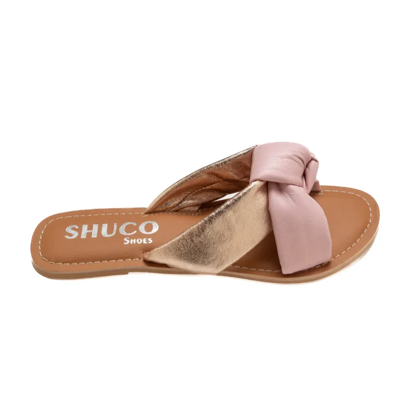 Bella Baby Pink/gold Flat Sandal - Image 4