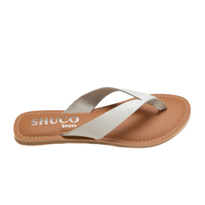 Sara White Flat Sandal - Image 3