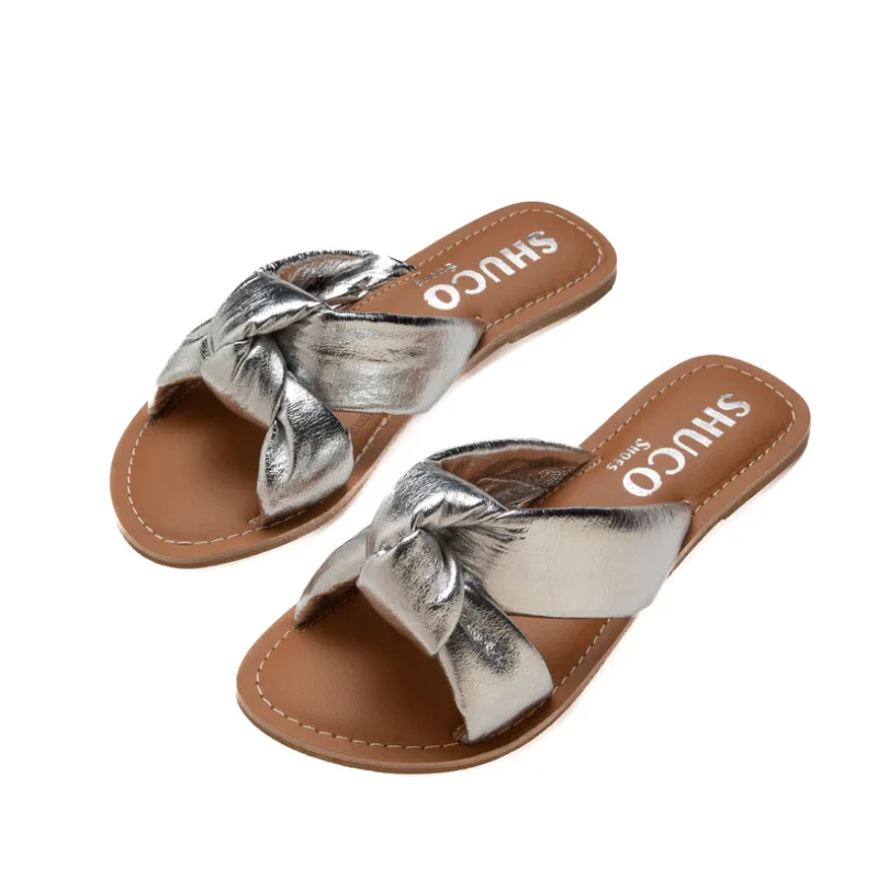 Bella Silver Flat Sandal - Image 2