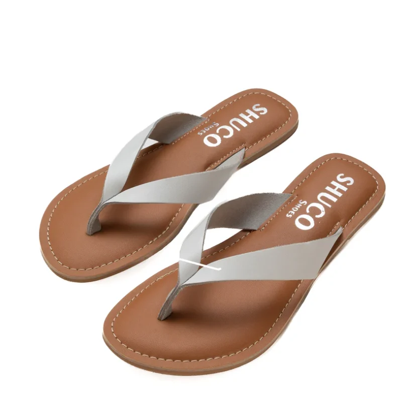 Sara White Flat Sandal - Image 2